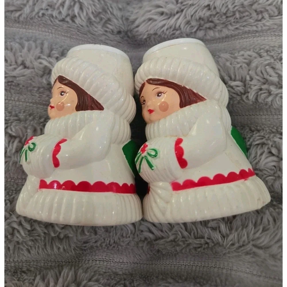 Vintage Lot of 2 Avon Christmas Caroling Girls Taper Candle Holders